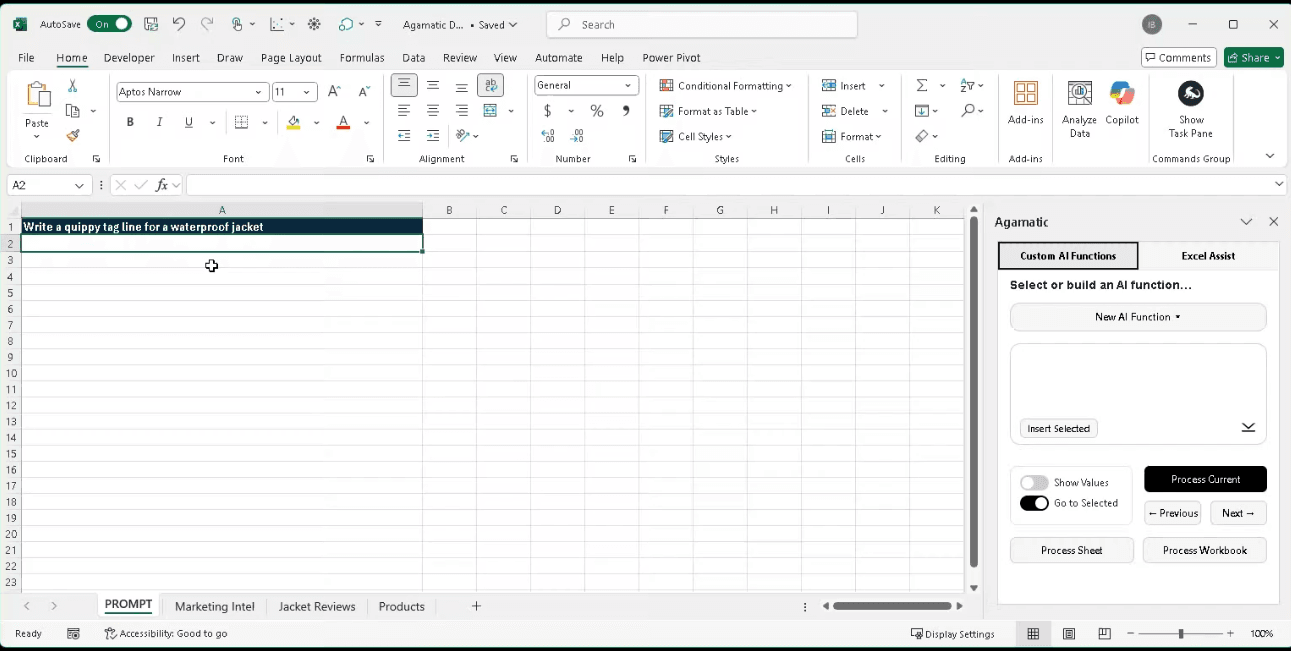Agamatic for Excel preview